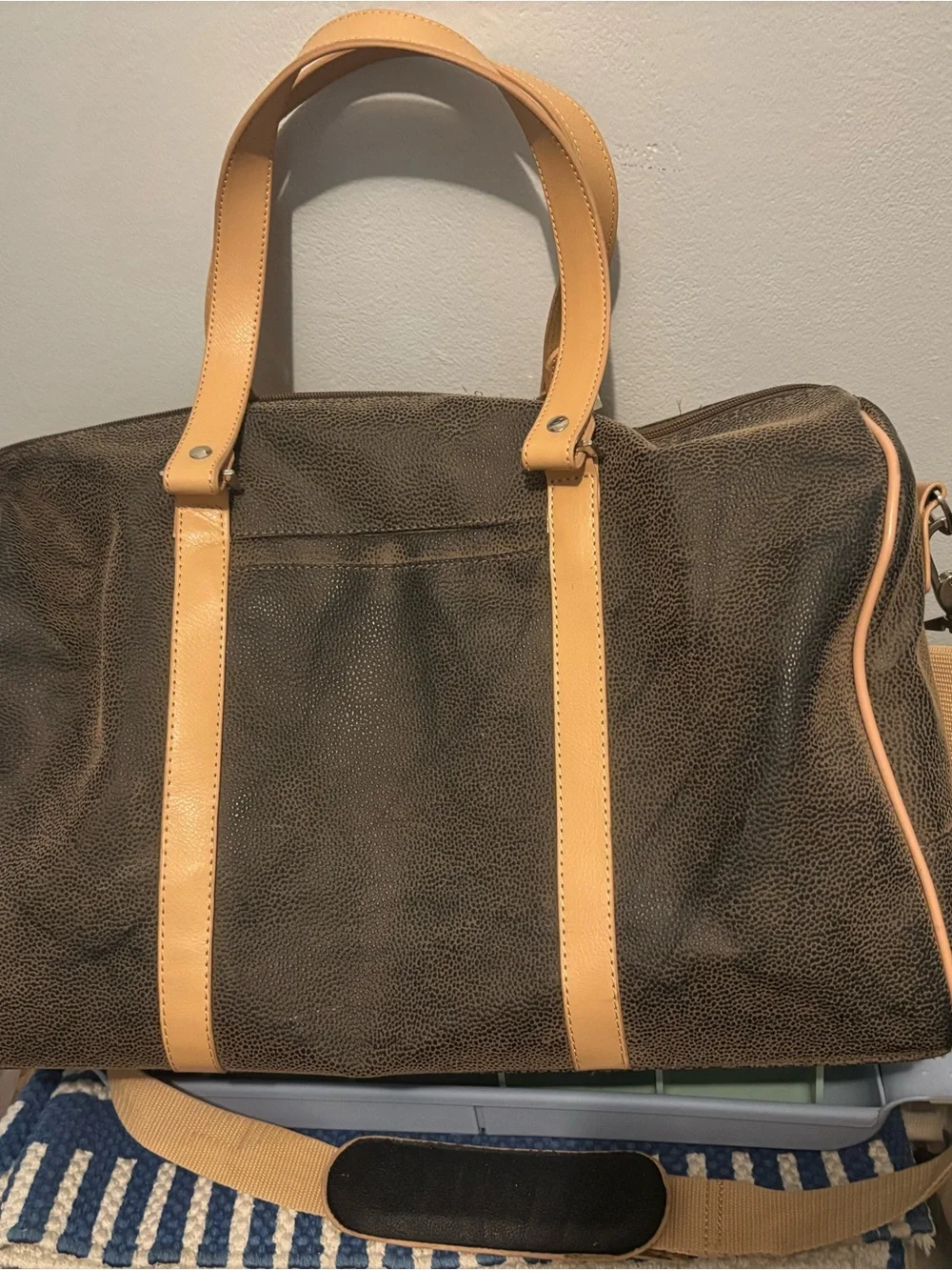 Men's Brown Duffel Bag with Tan Trim